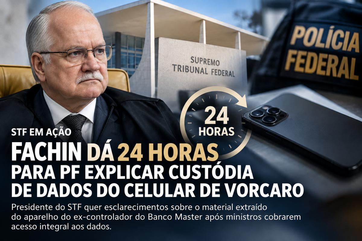 Fachin dá 24 horas para PF explicar custódia de dados do celular de Vorcaro